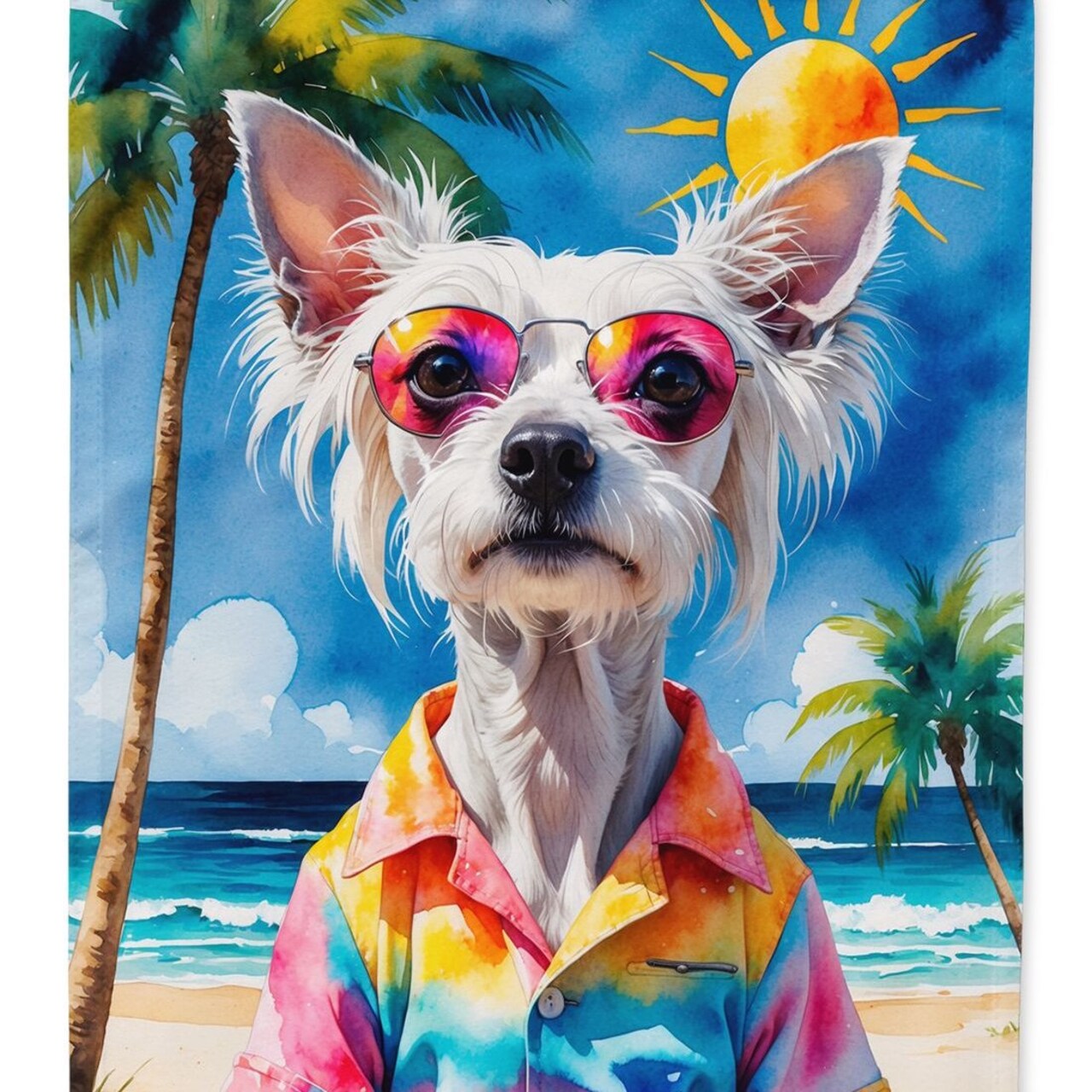 Edge Collections - 11.25" X 15.50" - Multicolor - Chinese Crested Beach Garden Flag - 1 Piece